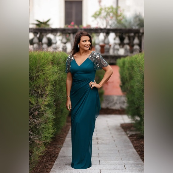 NWT Xscape Lana blue embellished wedding guest mother of the bride bridesmaid 10 - Picture 3 of 9